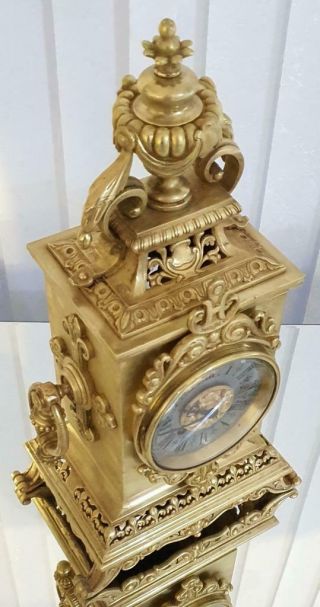 Antique French Mantle Clock Rare Bronze Cubed Shape 8 Day 1880 ' s Bell Striking 5