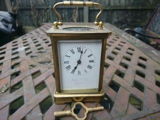 Antique French Brass 8 Day Carriage Clock In Order But Running Fast