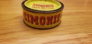 Vintage Simoniz Paste Kleener Yellow Tin Can Automobiles Furniture Wax. 2