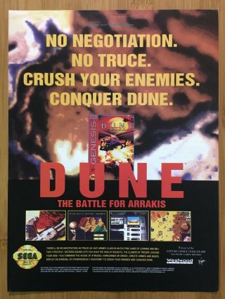 Dune The Battle For Arrakis Sega Genesis 1993 Vintage Print Ad/poster Official