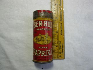 Vintage Ben Hur Paprika Spice Tin / Can Litho  Ships 2 Us