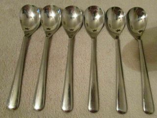 6 Mikasa Metro 18/8 Stainless Steel Japan Oval Soup/place Spoons