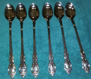6 Oneida Community Brahms Stainless Iced Tea Spoons Euc