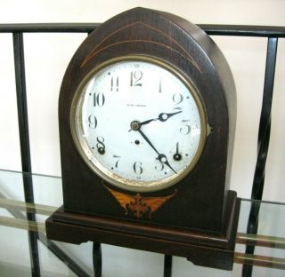 Vintage Seth Thomas Beehive Mantle Clock W/ Pendulum No Key Wood Inlay Case