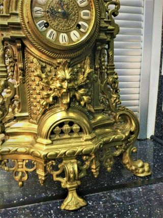 Antique French Louis XV Style Ormolu Rococo Brass Imperial Clock Gilt Bronze 2
