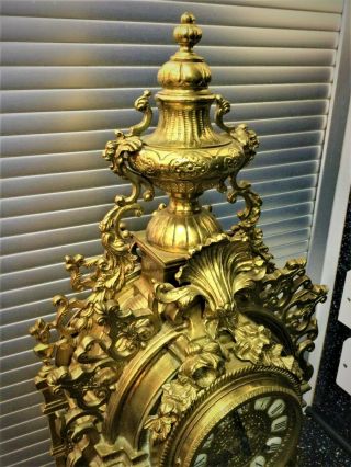 Antique French Louis XV Style Ormolu Rococo Brass Imperial Clock Gilt Bronze 5