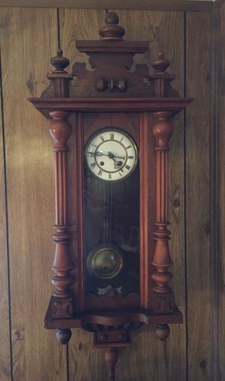 Vintage/antique Germany Junghans? Wall Striking Vienna Walnut Case Wall Clock