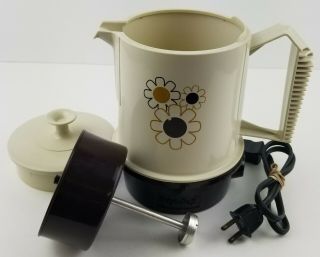 Vintage Regal Poly Perk Coffee Pot Percolator Floral Daisies 2 - 4 Cup 7503 Retro 2