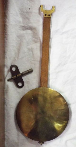 Old Antique Oak ANSONIA REGULATOR SCHOOL WALL CLOCK w/ Key & Pendulum RUNS 2