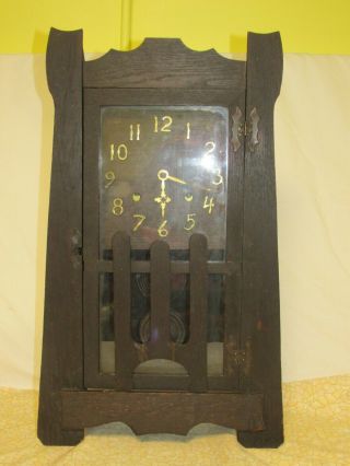 Antique Haven Clock Mantle Mission Arts & Crafts For Restoration Or Parts