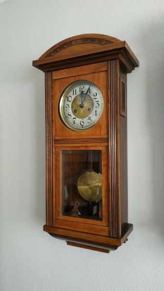 1921 Kienzle Antique Old German Wall Clock ½ Hours Black Forest