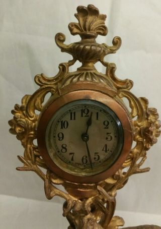 Antique Gilded Bronze Mantle Clock Louis XV Style,  Rococo German Movement Deer 2