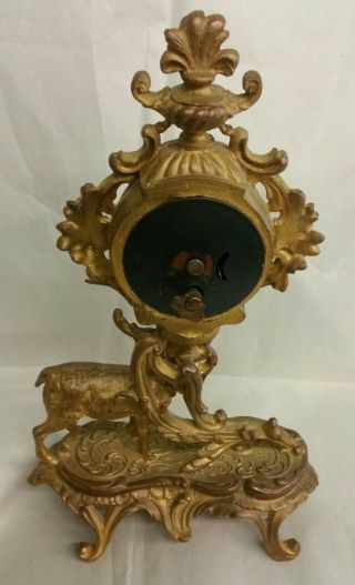 Antique Gilded Bronze Mantle Clock Louis XV Style,  Rococo German Movement Deer 5