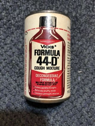 Vintage Vicks Formula 44 - D Cough Mixture Sample Full Can (1 Oz)