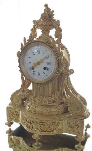 Antique Mantle Clock French Lovely 1870s Embossed Rococo Bronze Bell Striking 3