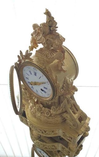 Antique Mantle Clock French Lovely 1870s Embossed Rococo Bronze Bell Striking 4