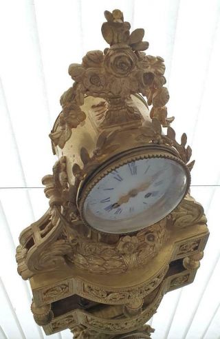 Antique Mantle Clock French Lovely 1870s Embossed Rococo Bronze Bell Striking 6