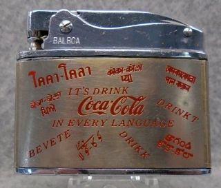 Vintage Coca - Cola Flat Advertising Lighter Double Sided Graphics Rare