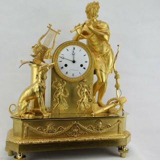 Antique Empire mantel clock ormolu gilt bronze 