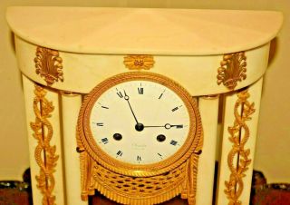 Antique French Chantelot Marble Ormolu Bronze Dore Portico Pendulum Mantel Clock 5
