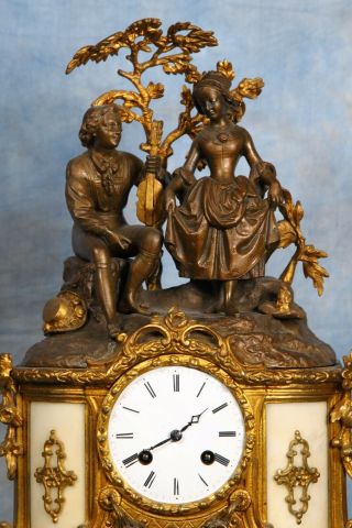 Antique French Gilded & Patina Bronze Clock Early 19th Century 2