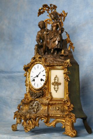 Antique French Gilded & Patina Bronze Clock Early 19th Century 3