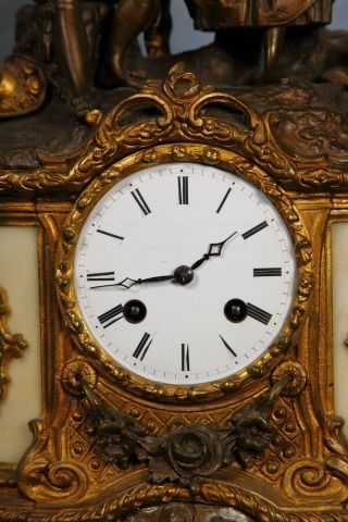 Antique French Gilded & Patina Bronze Clock Early 19th Century 5