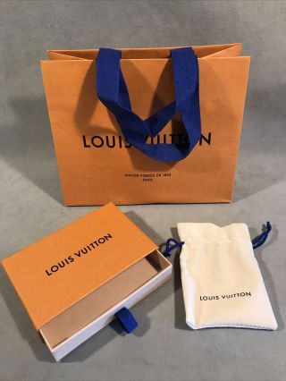 Pv03755 Vintage Louis Vuitton Small Gift Box With Suede Pouch & Shopping Bag