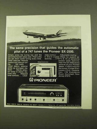 1970 Pioneer Sx - 2500 Stereo Receiver Ad - Precision