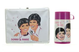 Vintage 1977 Donny And Marie Osmond Vinyl Lunch Box With Thermos No Handle