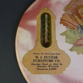 Vintage Advertising Picture Thermometer M.  J.  DUCZAK FURNITURE Wisc. 2