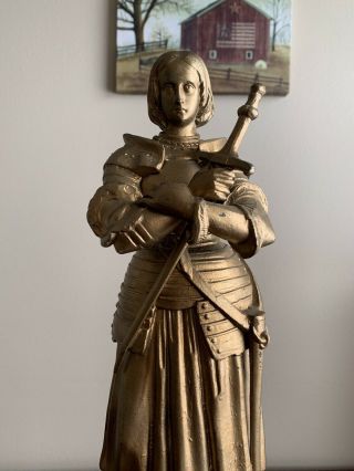 Antique Marble Bronze French Figural “ Joan Of Arc” Mantle Clock 2