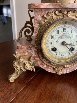 Antique Marble Bronze French Figural “ Joan Of Arc” Mantle Clock 6