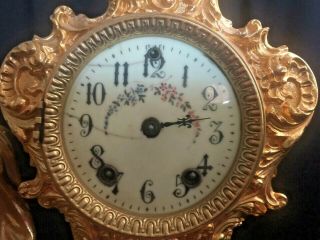 Antique 19th C Fancy Mantle Clock Gold Brass bronze? parts 2
