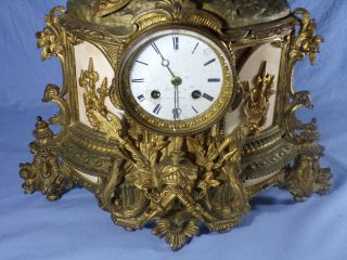 Late 19th Century F.  L.  Hausburg Paris,  8 - Day Striking Mantel Clock Ormolu Bronze 4