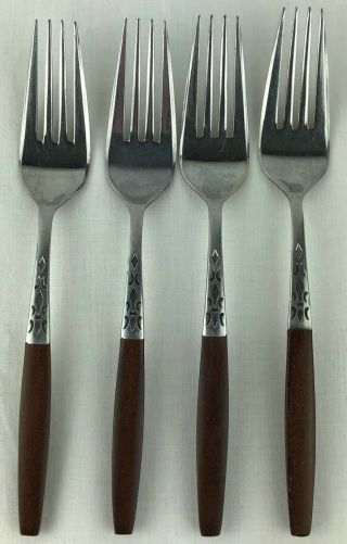 Set Of 4 Vintage Grand Prix Dior Stainless Steel Dinner Forks Muffin Handles Mcm