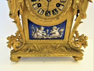 19thC French Bronze Figural Clock Signed Lenoir a Paris w Sevres Inserts 3