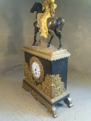 Large Antique French Gilt Brass Mantel Clock 4