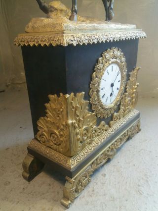 Large Antique French Gilt Brass Mantel Clock 5