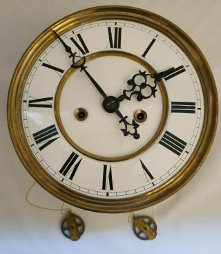 P27 Gustav Becker Vienna Clock Movement & Pulleys For Spares / Restoration