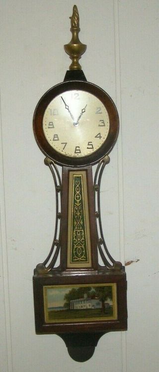 Antique Haven Clock Co.  Miniature Banjo 12 Day Mt.  Vernon 19 " Runs - Willis