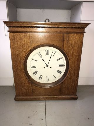 Antique Oak Paper Face Wall Clock From Late 19th Century