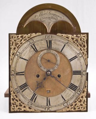 Scottish 8 Day Signed Brass Dial Grandfather Clock Movement @ 1760