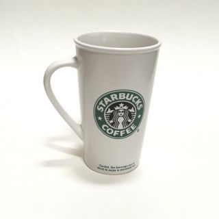 2006 Starbucks White Ceramic Green Siren Mermaid 16 Oz Travel Coffee Mug Tumbler