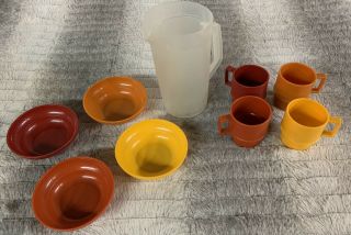 Vintage Tupperware Toy Set Kids Play Dishes Mini Pitcher Bowls Cups Mugs