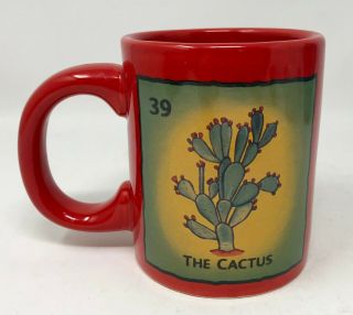 Loteria Mug,  Christina Sosa Noriega 39 The Cactus,  El Nopal,  Red Coffee Cup