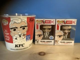 Funko Pop Icons Colonel Sanders Gold,  Bucket,  4 And 5 Funko Shop Excl