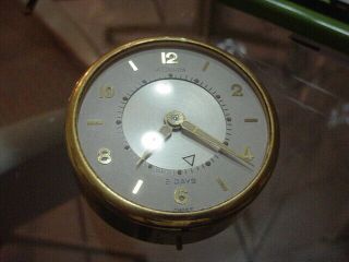 Mini Round Brass Lecoultre Swiss Travel Alarm Clock