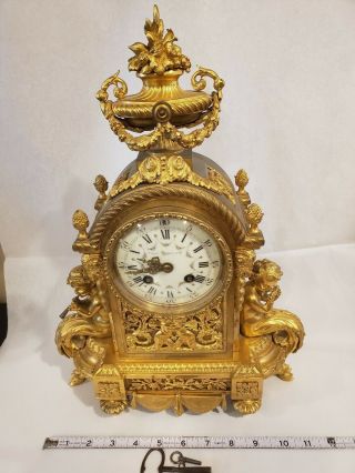 Bigelow,  Kennard & Co,  JAPY FRERES french Mid - 19th C.  Gilt Bronze Clock,  cherubs 4