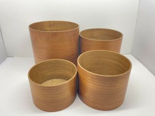 Mid Century Modern Set Of 4 Teak Wood Kitchen Canister Nesting Set